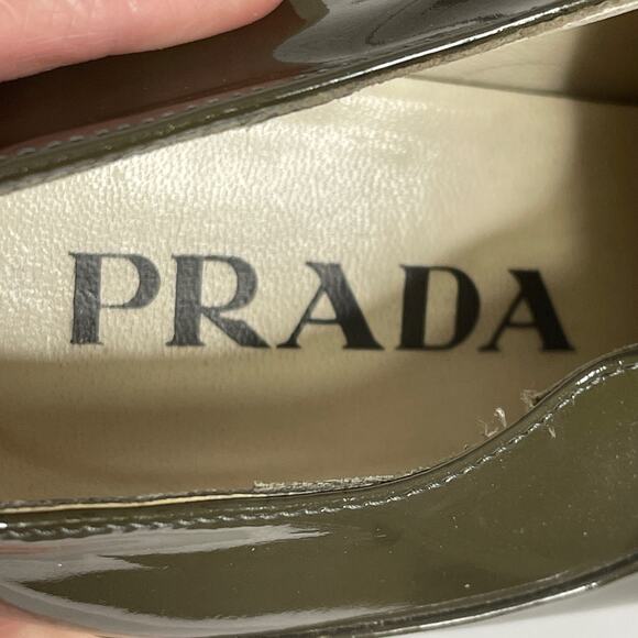 Vintage Prada Army Green Lace Up Oxford Size 35.5 - Picture 3 of 8